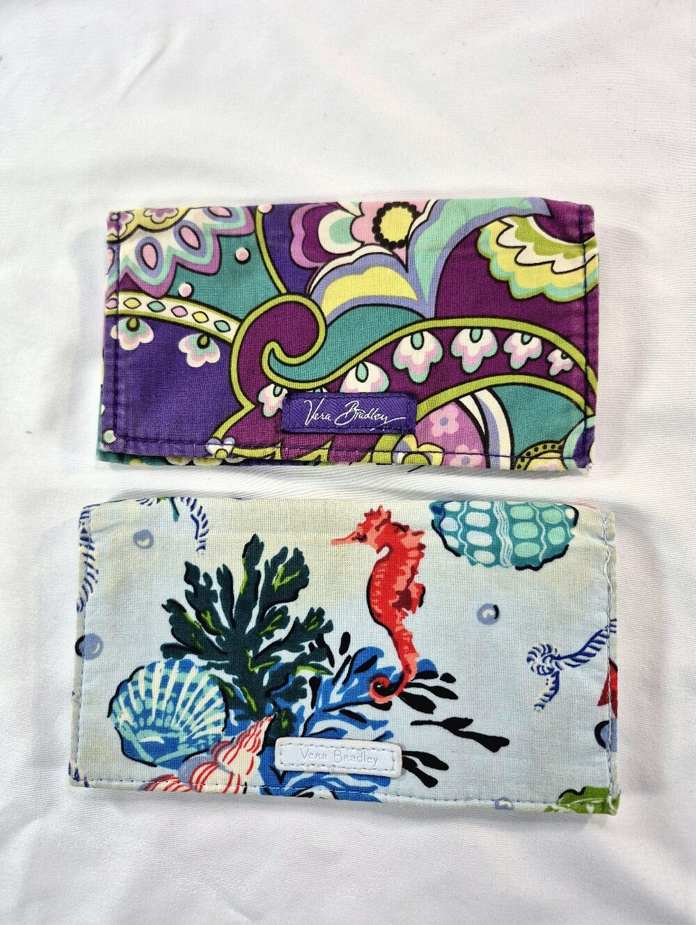 Vera Bradley Checkbook Cover Bundle Heather & Antilles Treasure 2pc Set